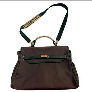 Moschino vintage gold hardware Purse green canvas shoulderbag top handle satchel